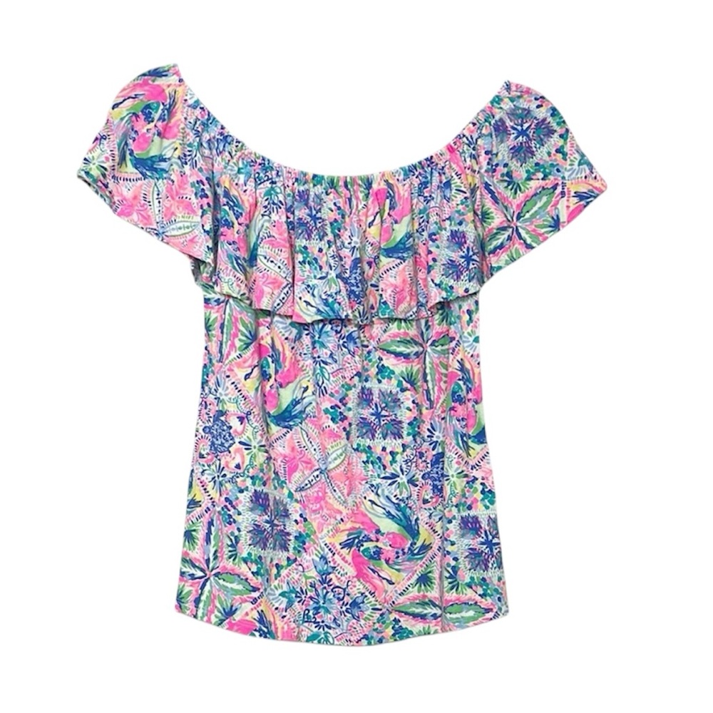 Lilly Pulitzer La Fortuna off shoulder Ruffle top size XS